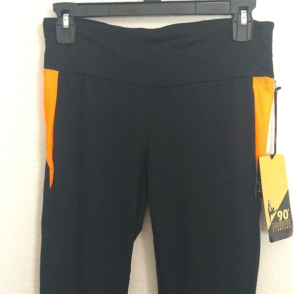 NWT Women's 90 Degree by Reflex Black Orange Yoga Workout Pants Size Small - Picture 2 of 6